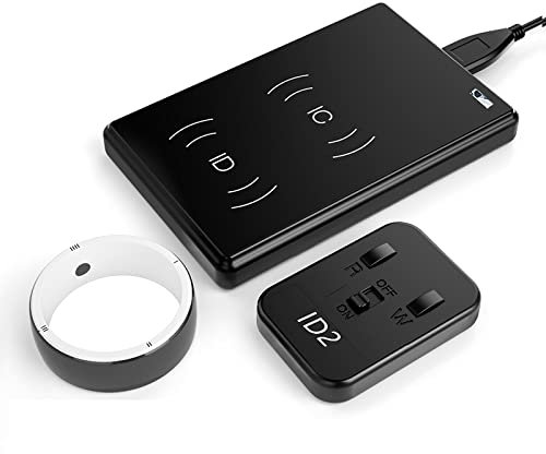 R5 Smart Ring mit CDS RFID-Replikator, intelligenter Multifunktionsring mit 6 integrierten RFID-Karten und 2 Gesundheitssteinen, Controller-IC/ID/NFC-Lesegerät, NFC-Telefon, kompatibel mit iOS und M