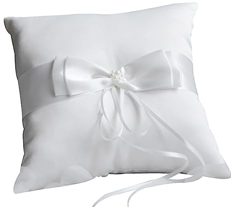 ccHuDE Faux Pearl Satin Ring Bearer Pillow Wedding Ring Cushion Display Pillow Engagement Ring Storage Ceremony Ring Holder for Bridal Shower