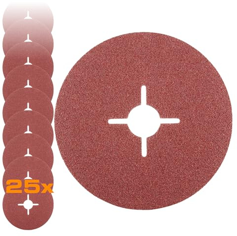 RHODIUS KFS Fiberscheibe, 125 mm, K60, 25 Stück, für Winkelschleifer | Für Stahl, hoher Abtrag, gute Zerspanungsleistung, lange Lebensdauer, geringer Funkenflug, für Winkelschleifer