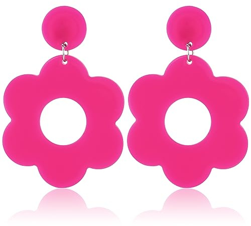 Boucles d'oreilles en Forme de Fleur et Marguerite Style Rétro Acrylique pour Femmes et Filles