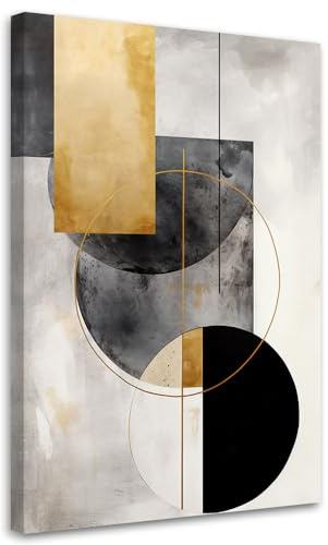 Feeby - Quadri Per Il Soggiorno, 40x60 cm, Astrazione Geometria Quadri Su Tela, Quadri Per La Camera Da Letto, Effetto Dipinto Reale, Decorazioni Murali Moderne, Dipinti - Boho beige