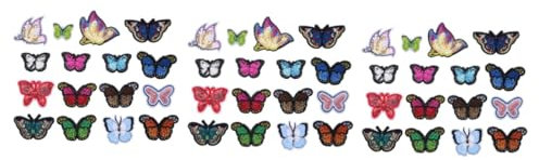 EXCEART 48stücke Schmetterlings-bügeleisen Patches Glitzernde Stoffapplikationen Für Kleidung Wiederverwendbare Stickerei Aufnäher Für Kinderbekleidung Und -projekte