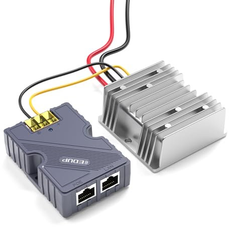 EDUP Starlink GigE PoE Injector 150W mit ABS Überspannungs- & ESD-Schutz + Starlink DC Step UP Konverter 12V auf 48V, unterstützt Starlink V2 Internet Kit Satellitennetzwerk zu Router/Desktop/Laptop