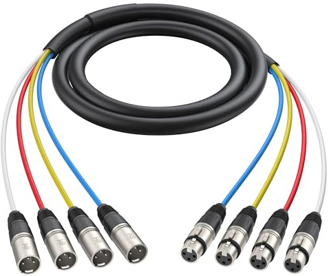 Cable Matters 4-Channel XLR Male to Female Snake Cable/Short XLR Snake Cable - 3ft, Professional Audio Connectivity with Shielding and Color-Coded Channels