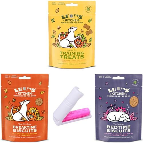 Dog Treats Bundle with L.Kitchen (3x80gram) Variants Suited for Breaktime, Bedtime and Training plus UbiPet Lint Roller