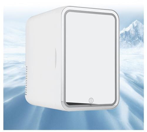 RéFrigéRateur De Beauté Domestique, 8L,avec Miroir De Courtoisie LED Mini Frigo Silencieux, Voiture,Maison,Chaud Et Froid 2 en 1 Petit Frigo Pas Cher, Meilleur Cadeau pour Les Femmes,White