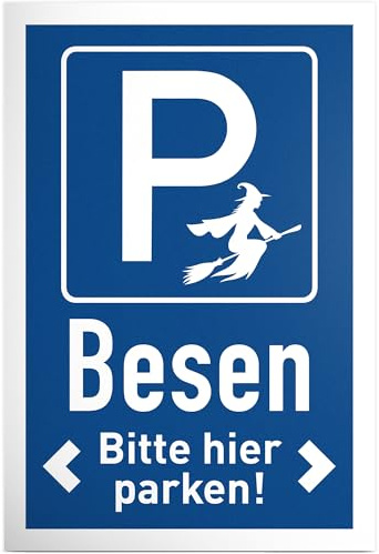 DankeDir! Parkplatz Besen Hexen - Kunststoff Schild 30 x 20 cm - Frauen Geschenk Geburtstagsgeschenk Geburtstag Freundin - Geburtstagskarte Partydeko Geschenkidee Geburtstagsdeko