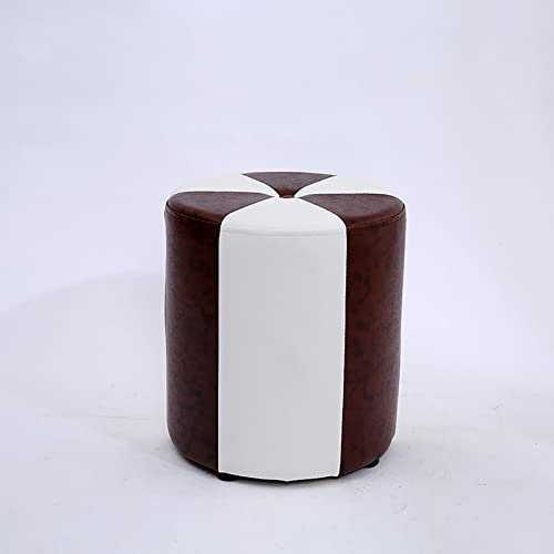 Generic Stühle, Ottoman Stuhl Fuß Ärmel Leder Gepolstert Ottoman, Hocker Holz Leder Wohnzimmer Kleine Bank/Braun/31 * 31 * 35Cm