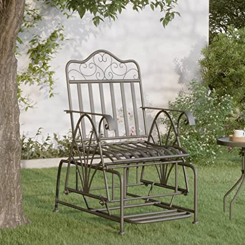 SDWEHO7 Schaukelbank mit Schaukelfunktion, Hängesessel, Hängeschaukel mit Armlehnen & Rückenlehne, Gartenschaukel für Terrasse, Balkon & Garten, 61 x 81 x 99 cm Schwarz Stahl