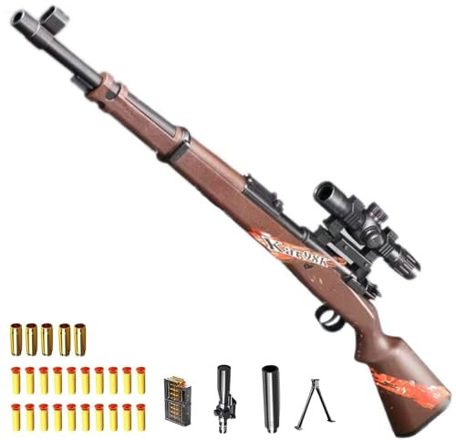 HGWJPZ 98K Spielzeug-Scharfschützengewehr Kinder Schaumstoff-Blaster Manueller Auswurf Weichschaum-Toy Sniper 65ft Range mit 15x verstellbarem Teleskop für Geburtstag Weihnachten Geschenk
