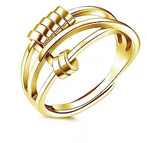 MOONDAME Anti Stress Angst Verstellbarer Stapel Fingerring Golden Für Frauen Und Mädchen Geburtstagsgeschenk Persönlichkeitsschmuck