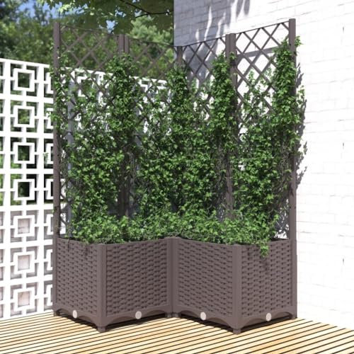 Xichuzi Pflanzkübel mit Rankgitter Braun 80x80x136 cm PP, Blumentopf Draussen, Blumenkübel, Pflanzkübel, Übertopf, Pflanzentopf, Blumenkasten, Flower Pot - 318265