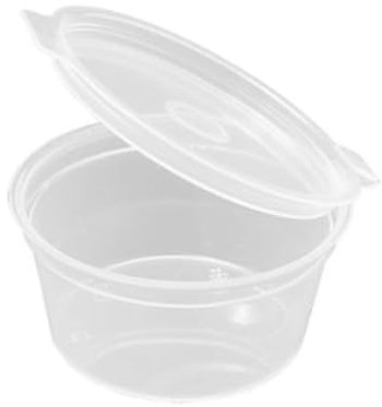 IMTINA, Tarrinas Transparentes con Tapa, Envases Plásticos Redondos para Salsas, Condimentos y Cremas, Apto para Takeaway, Catering y Hostelería, 30cc – 1oz, 100 Unidades
