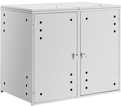 Uniprodo Cache-poubelle 2 x 240 l Trous d'aération - Habillage métal Abri en acier