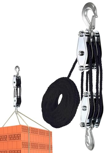 Paranco a corda da servizio pesante - di puleggia manuale da 2200 libbre per sollevamento, estrattore a cricchetto regolabile | Design del gancio di sicurezza da 50 piedi Raccancio di corda ad