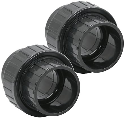 HAF® Lot de 2 raccords vissés en PVC avec 2 manchons adhésifs de 40 mm | Adaptateur en PVC U gris pour raccords de tuyaux, tuyaux de piscine et bien plus encore... Qualité : fabriqué en Europe