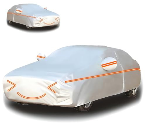 Autoabdeckung für Smart Fortwo W453 EQ 2020-(269,5x166,3x155,5cm),Umweltfreundlich, Baumwollfutter, Regen- und schneefest, reflektierende Streifen bei Nacht