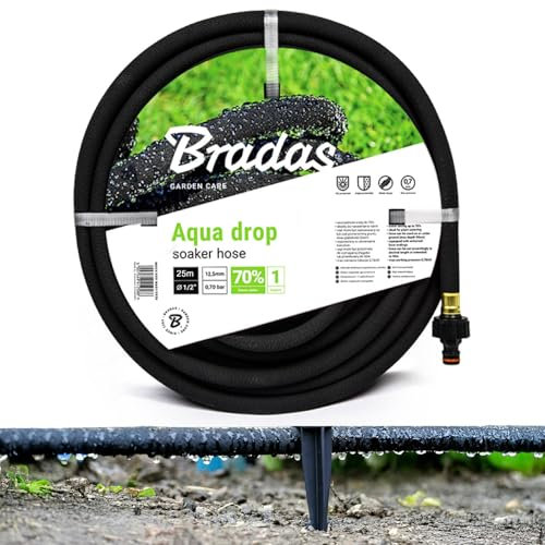 VERDONE Tropfschlauch (Perlschlauch) AQUA-DROP 1/2 25m Set mit 50 Befestigungsankern – Wassersparend bis 70%, UV-beständig, gleichmäßig