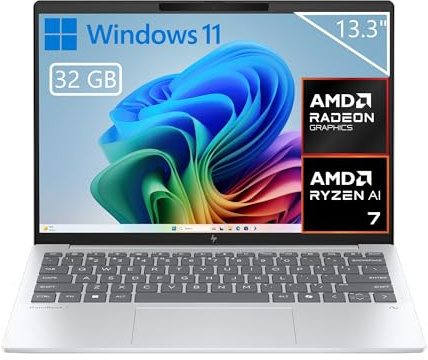 HP OmniBook 7 Aero - Ordenador portátil Ultraligero de 13.3 2K (AMD Ryzen AI 7 350, 32GB RAM, 1TB SSD, AMD Radeon 860M, Windows 11) Gris - Teclado QWERTY Español