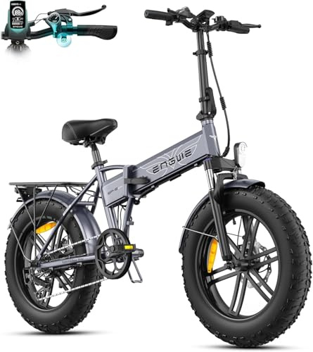 ENGWE EP-2 BOOST Folding E-Bike,20‘×4.0’ Fat Tire 7-Speed Electric Bicycle 48V 13Ah Removable Battery, 120 km Range Electric Bike (Grey)