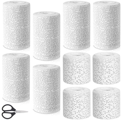 10 Rollen Gipsbinden Babybauch, Gibsbindenden Zum Bastel, 7.5cm x 2,7m & 5cm x 2,7m Gips Abdruck Binden, Schnelltrocknend Gipsrollen Gipsbinden Set zum Basteln Baby Bauch Modellbau Schwanger Geschenk