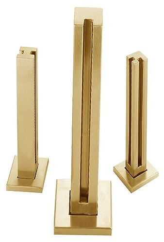 barandilla de cristal, Sistema de barandilla de vidrio for escaleras, patios, terrazas, cercas, balaustres y postes for paneles de vidrio.(Gold end Post,145cm(57 1/8))