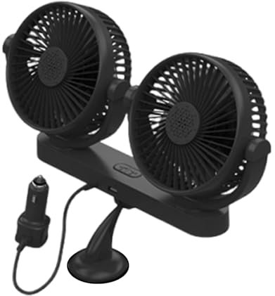 Ventilador De Coche USB | Doble Cabezal Refrescante Para Vehículo - Accesorios Refrescantes Con Rotación 360°, 3 Velocidades Y Ventosa Compatible Con 12V/24V Para Caravanas, Camiones Y Furgonetas