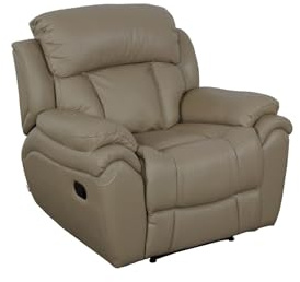 Bostonsofa Boston Echtleder Relaxsessel Cappuccino mit Liegefunktion 96x107x101 - verstellbare Rückenlehne und ausklappbare Fußstütze - ergonomischer TV Sessel