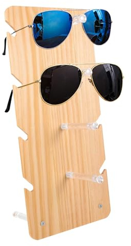 Techchii Brillenständer, Holz-Brillenhalter, tragbares Sonnenbrillen-Aufbewahrungsregal für 4 Paar Brillen-Display, Brillen-Organizer, Präsentationsständer für Tisch, Kommode, Schreibtisch