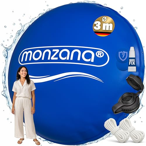 Monzana® Poolkissen 3m Winter Rund Chlorbeständig 2X Seil PVC Verstärktes Material bis -20° Doppelnaht Sicherheitsventil 6 Ösen Luftkissen Pool Abdeckung