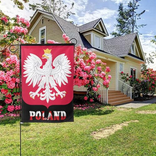 Bandera de jardín de doble cara con el emblema de Polonia, 71 x 101 cm, decoración exterior para patio
