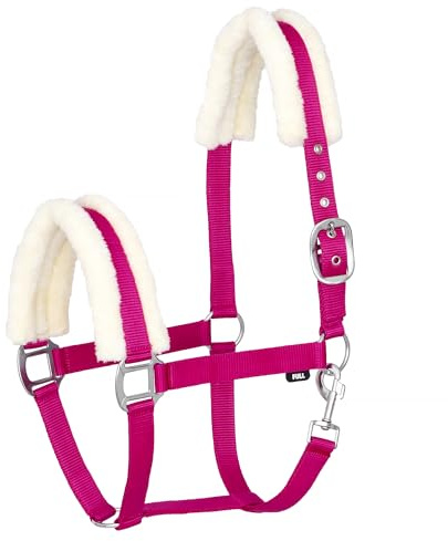 Start Gepolstertes Nylon-Stallhalfter für Pferde mit weichem Kunstfell - Verstellbar & Komfortabel - Karabinerverschluss - Strapazierfähig & Elegant - MinkPadded (Rosa, Full (Warmblut))