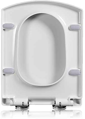 Abattant WC carré blanc avec fermeture amortie et fixation sur le dessus, libération rapide et facile à nettoyer, 34 x 43 cm, idéal pour les salles de bains modernes, durable et confortable.