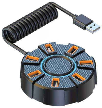 7 Port USB 2.0 Hubs With Colorful LED Lighting And External Power Supply For Multiple Device Connection Desktop Rgbs USB Hubs