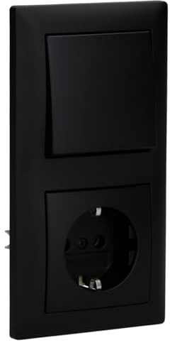 Busch-Jaeger balance SI Steckdose & Wechselschalter 2-fach Schwarz matt | 20 EUC-915 SCHUKO Steckdose, 2000/6 US Wechselschalter, 2506-915 Wippe und 1722-915 Rahmen 2-fach