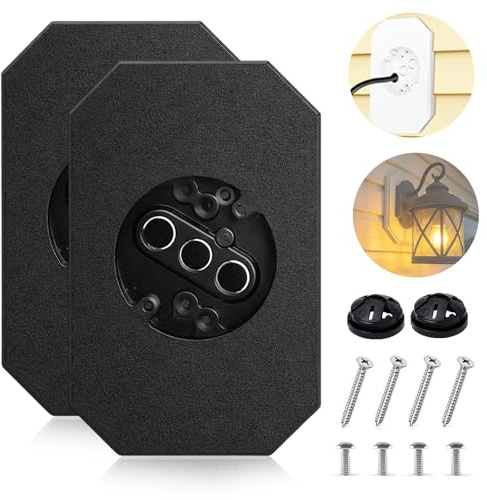 2-Pack Vinyl Siding Mounting Blocks, Siding Mounting Plate for 1/2 inch Lap Double and 4 inch Siding, Outdoor Light Mounting Block with Built-in Electrical Box, Siding Mounting Kit - Black