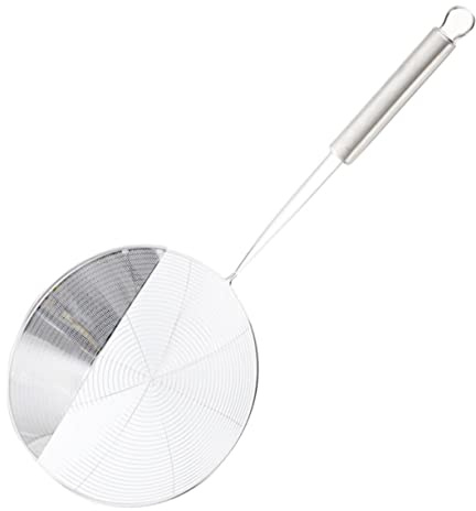 NUOBESTY Schiumarola Grande in Acciaio Cucchiaio Resistente al Calore Scolapasta Rete per Cucina Domestica e Professionale Utensile Leggero per Friggere e Bollire
