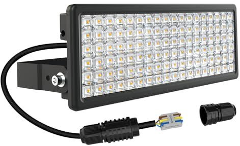 HOPEDAMAI LED Strahler Außen 100W, 14000LM Superhell LED Flutlicht 3000K Warmweiß, IP67 Wasserdicht Außenstrahler, Verstellbarer 180° Fluter mit Kabelverbinder für Hof, Garten, Garage