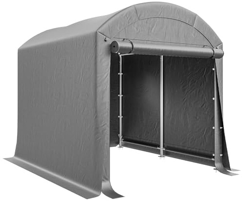 LARMNEE Fahrradunterstand, Fahrradgarage, Gerätehaus, Garagenzelt, 182 x 182 x 205 cm, Carport Lagerzelt Gerätezelt für Gartengeräte Fahrräder, für Garage, Garten, Abstellraum, Grau EGY01ZX02