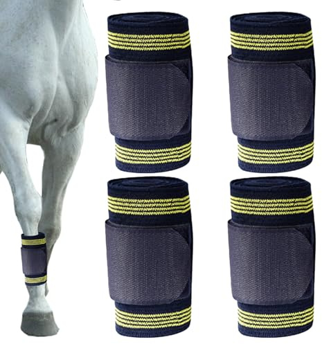 Horse Leg Wraps Elastic Equestrian Support Protector | 4 Rolls Horse Leg Bandage for Vet Prevent Tendon Damage Injuries Hooves Equestrian Training Race