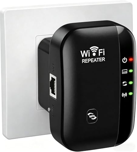 WiFi Booster, WiFi Extender, WiFi Repeater, Covers Up to 3650 Sq.ft and 45 Devices, Internet Booster - with Ethernet Port, Quick Setup, Home Wireless Signal Booster, UK plug（Medium）