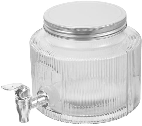 ELEOUTI Dispenser per Bevande in Vetro con Rubinetto per Succhi e Acqua Barattolo con Rubinetto per Tè e Cocktail Contenitore Trasparente per Feste e Uso Quotidiano