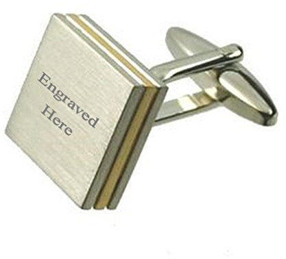 Silberfarbene und goldfarbene Manschettenknöpfe mit Gravur, Silber, EinheitsgröÃŸe