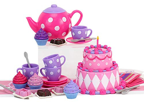 Sophia’s Baby Doll Cake and Tea Party Accessories Set for 18 Inch Baby Dolls, Includes 25 Tea Party Accessories for 18 Dolls, Doll Not Included