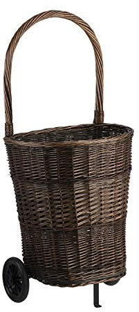 e-wicker24 Alles aus Weide Kaminkorb auf Rollen, dunkelbraun Holzkorb Einkaufskorb