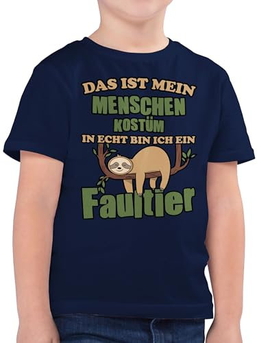 Kinder T-Shirt Jungen - Karneval & Fasching - Das ist Mein Menschen Kostüm in echt Bin ich EIN Faultier I Fastnacht I Fasnacht I Fasnet - 140 (9/11 Jahre) - Dunkelblau - t Shirt Karneval-Klamotten
