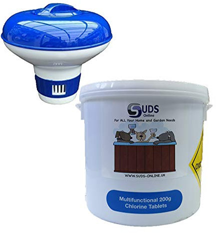 Suds Online 5kg Multifunctional Chlorine Tablets 200g Swimming Pool Chemicals + Large Floating Dispenser