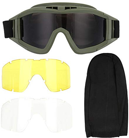 Alomejor Lunettes de Protection Sportives Anti-Buée – 3 Verres Interchangeables UV400, Légeres & Confortables pour Cyclisme, Running, Paintball, Airsoft et Activités Extérieures
