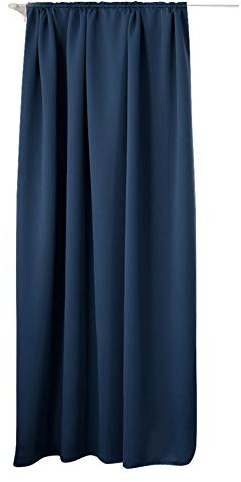 Laneetal Thermovorhang, Verdunklungsvorhang für Wohnzimmer Schlafzimmer, Blickdicht, mit Kräuselband für Schiene, 250g/m² Schwere Wärmeisolierende, 140 x 225 cm, Dunkelblau