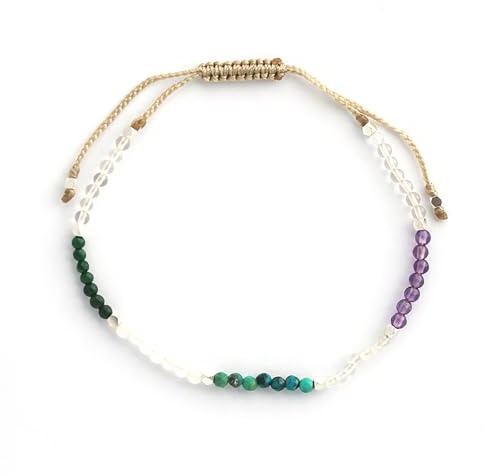 BALIPURA Multi-Chakra Armband für Frauen - Heilkristall & Naturstein Schmuck - Personalisierte Geschenke für Frauen mit winzigen 2mm Perlen in 925er Sterling Silber